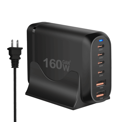 GEEKERA 160W 6-Port Charger, 4C+2A, for iPhone/Samsung etc.