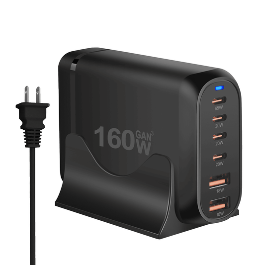 GEEKERA 160W 6-Port Charger, 4C+2A, for iPhone/Samsung etc.