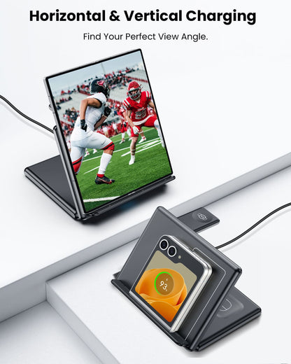 GEEKERA 3-in-1 Samsung Charger, Foldable for Z Flip/Fold 6-3, S24-S20, Watch 6-3, Buds 2 Pro/Live