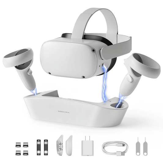 GEEKERA Charging Dock for Oculus Quest 2, Magnetic,2 Rechargeable Batteries
