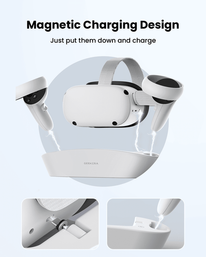 GEEKERA Charging Dock for Oculus Quest 2, Magnetic,2 Rechargeable Batteries