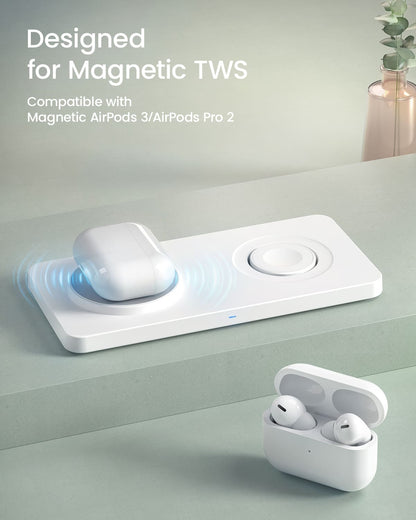 GEEKERA 2-in-1 MagSafe Wireless Charger, for iPhone, Apple Watch, AirPods