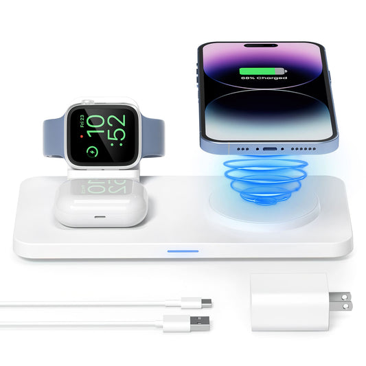 GEEKERA 3-in-1 Magnetic Wireless Charger, for iPhone, Apple Watch, AirPods