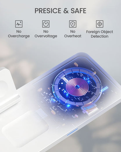 GEEKERA 3-in-1 Magnetic Wireless Charger, for iPhone, Apple Watch, AirPods