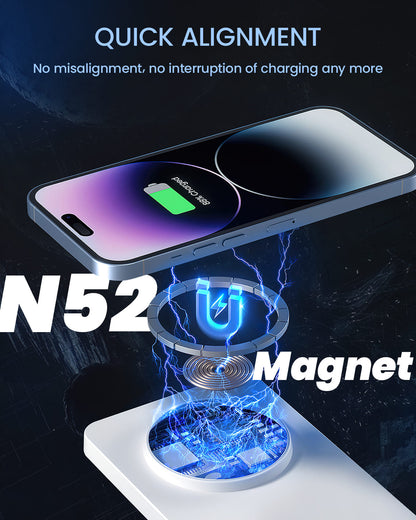 GEEKERA 3-in-1 Magnetic Wireless Charger, for iPhone, Apple Watch, AirPods