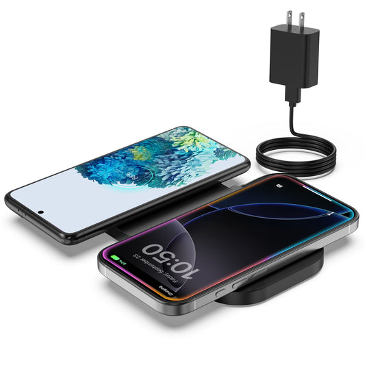GEEKERA 2-in-1 Wireless Charging Pad for iPhone 14-8, AirPods 3/2/Pro.