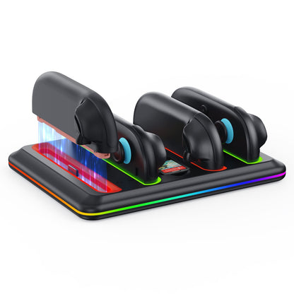 GEEKERA Switch 2 Charging Dock - 4-JoyCon RGB Dock w/ Game Card Storage