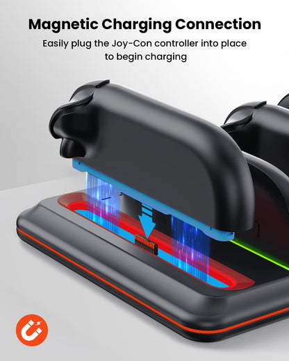GEEKERA Switch 2 Charging Dock - 4-JoyCon RGB Dock w/ Game Card Storage