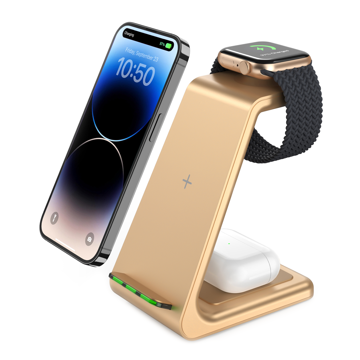 GEEKERA Wireless Charging Stand, 3 in 1 Wireless Charger Dock Station for Apple Devices