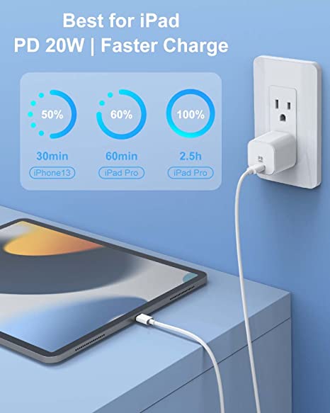 GEEKERA 20W PD Fast Charging Wall Charger with USB C Cable,Type C Fast Wall Plug with Cord